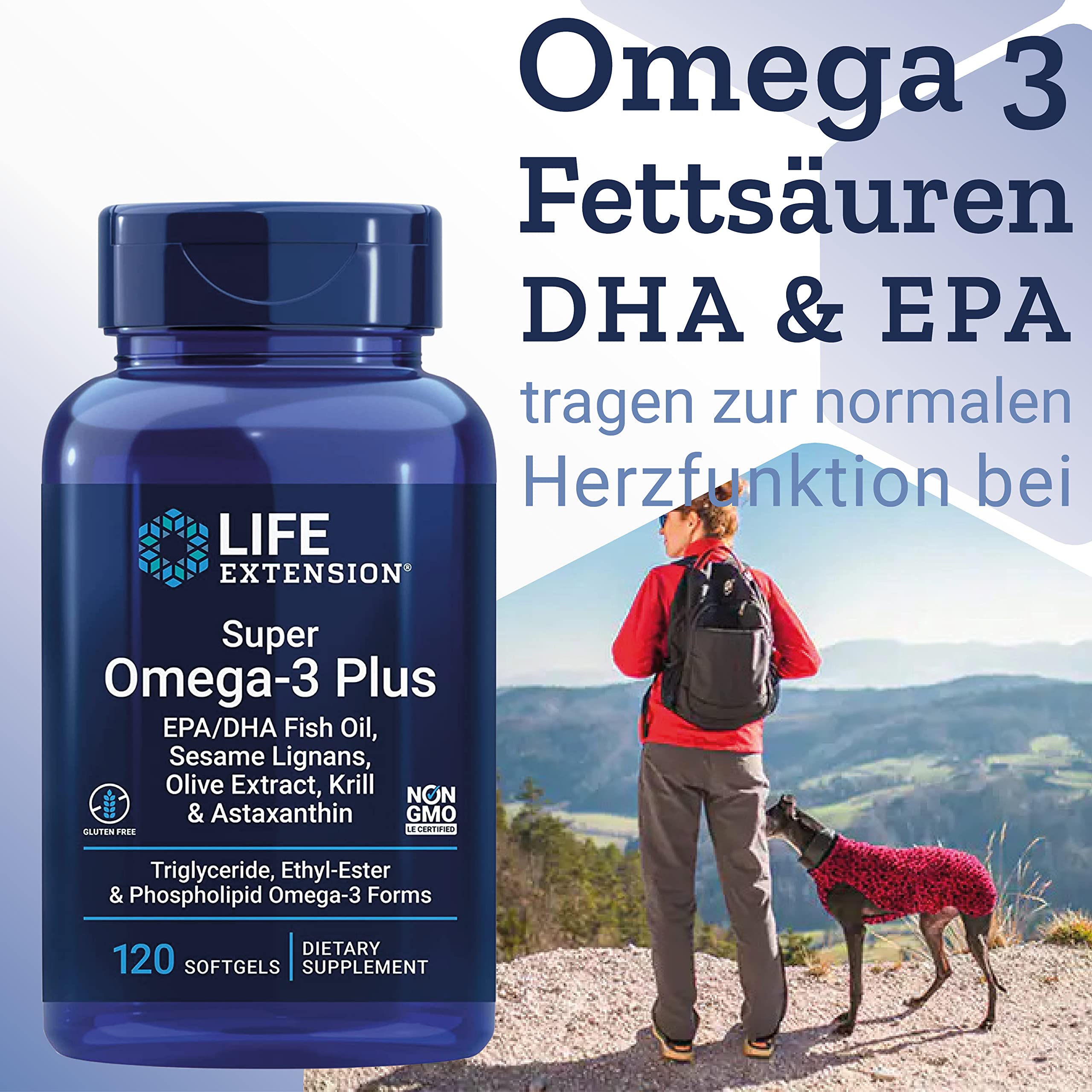 Life Extension, Super Omega-3, 240 glutenfreie Softgels, 2000mg Wildfischöl-Konzentrat & davon 700mg EPA & 500mg DHA je Dosis, Sojafrei, GMO frei, Geschmacksneutral
