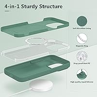 Vista 173 de GONEZ Funda de silicona para iPhone 15 Pro Max, compatible con Magsafe, protector de cámara + protector de pantalla, forro de microfibra suave Negro