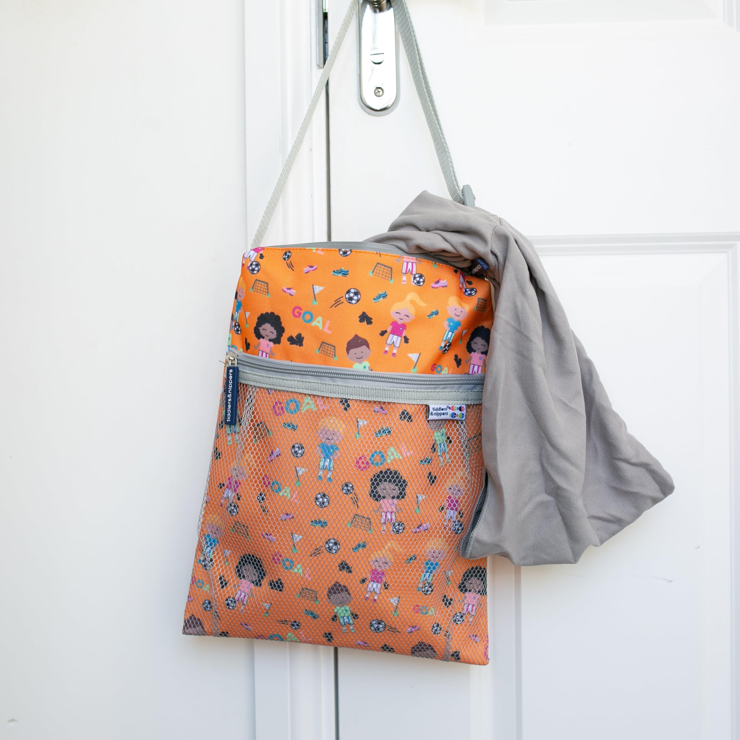 tiddlers & nippers Kids Swimming Bag, Football Fun - Image 3