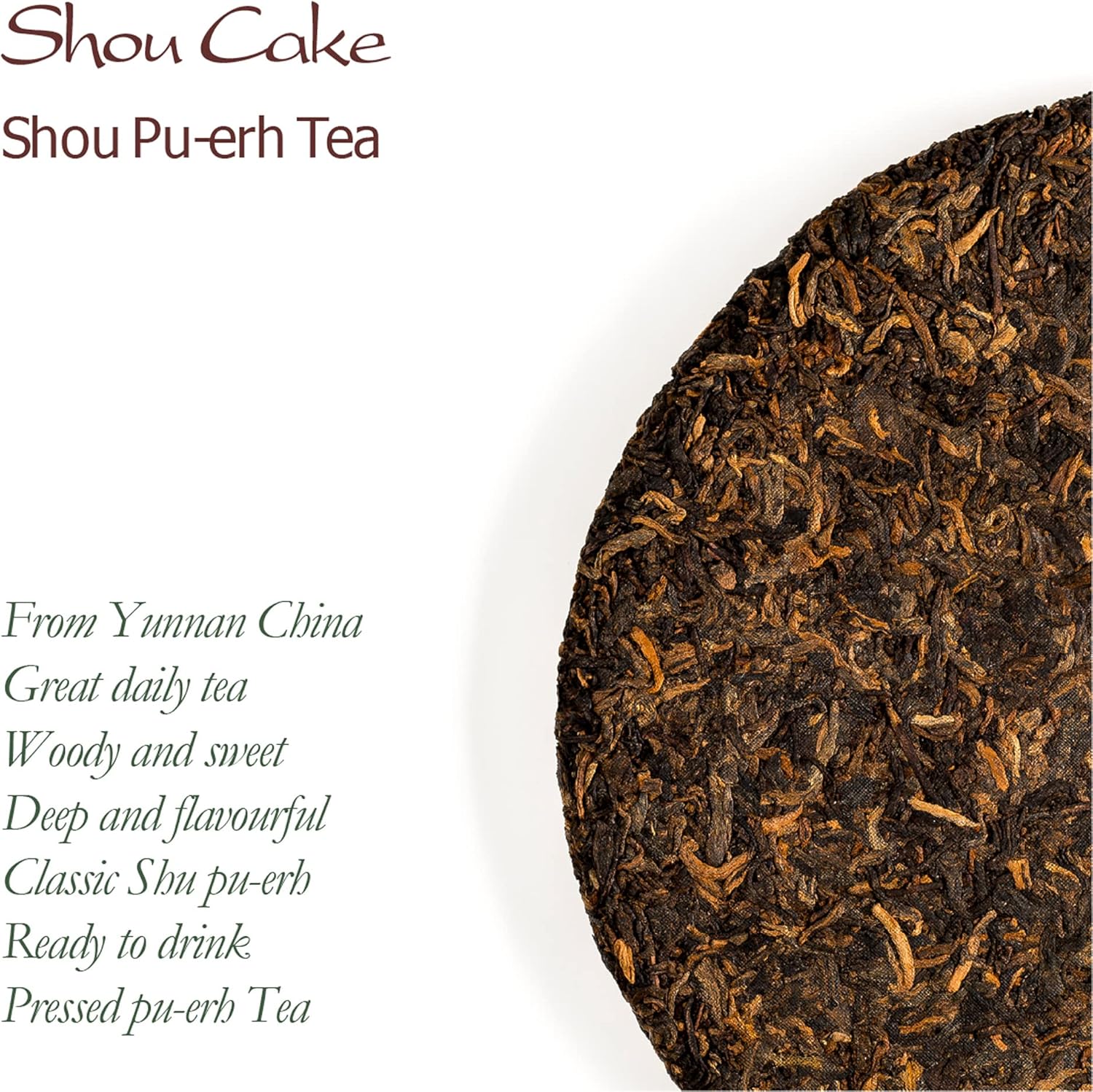 Shou Pu-erh Tea Cake Pressed - Fermented Pu Er Red Tea - Ripend Puh Er - Puer Loose Leaf Tea - Pu Erh Red Tea Puh Er Tea Pu Erh Cake Puer Tea Cake Pressed Tea Shou Red Pu Erh Ferme...
