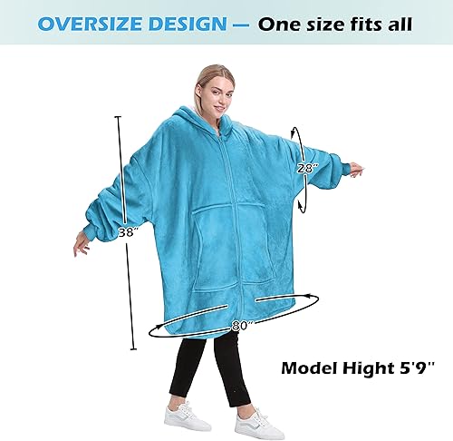 Miniatura 4 de Catalonia Sudadera con capucha con cremallera, abrigo de sherpa de gran tamaño para hombres y mujeres, regalo cómodo para ella, color aguamarina