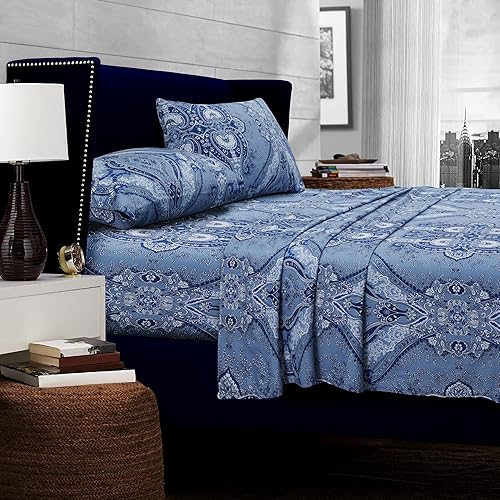 Miniatura 14 de Tribeca Living Juego de sábanas de bolsillo profundo tamaño King - Sábanas de satén de algodón de 300 hilos con bolsillos extra profundos de 22