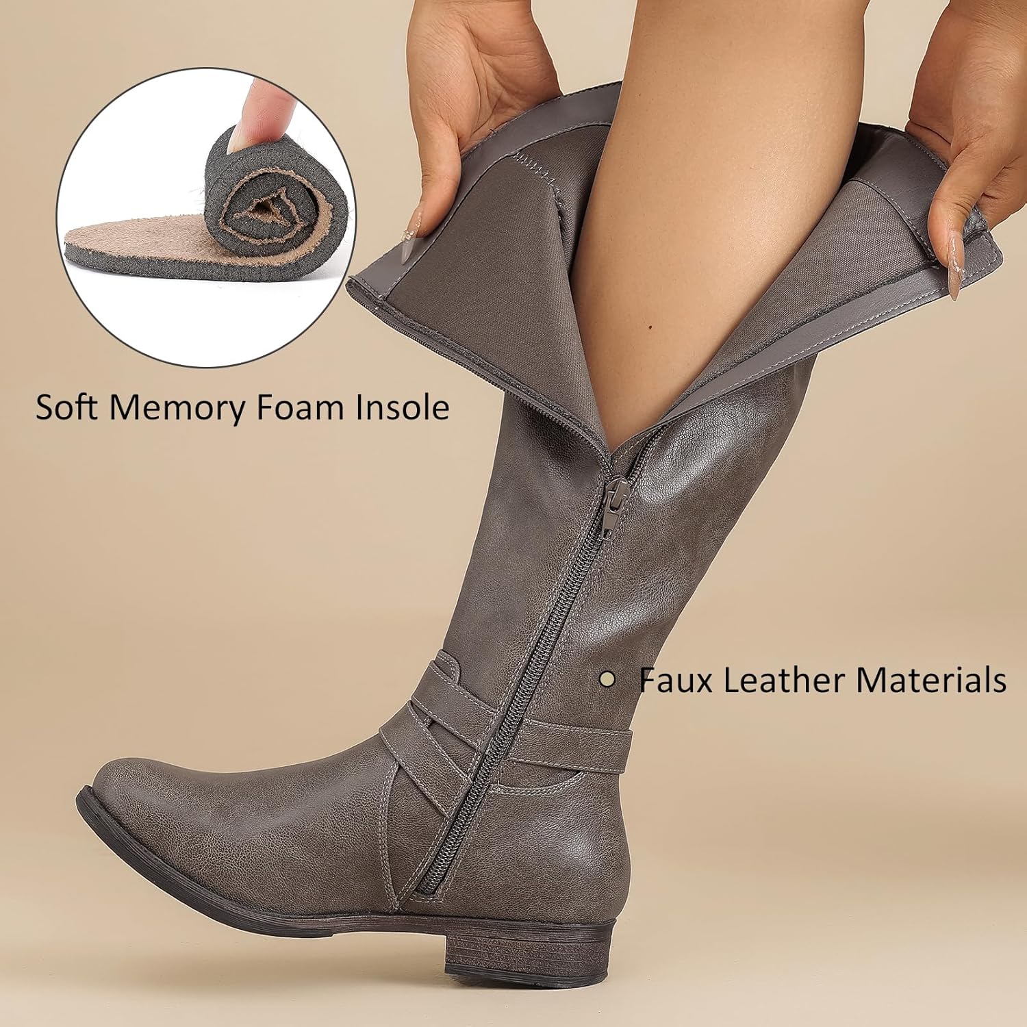 Knee High Boots for Women Classic Comfort Riding Combat Boot Round Toe Side Zipper Long Tall Fall Winter Womens Boots. - Image 6