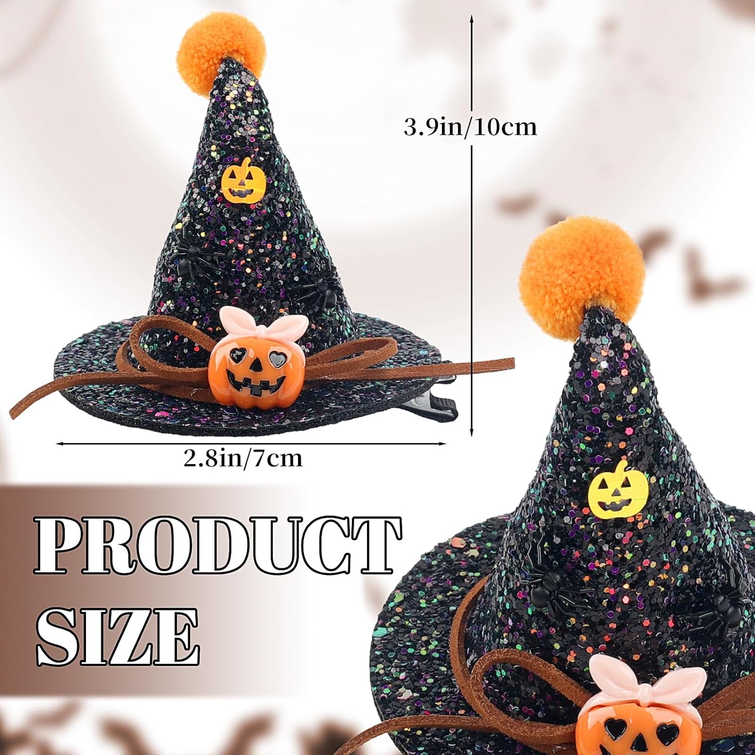 Totelux Halloween Hair Clips Sequins Witch Hat Hair Barrettes With Pumpkin Alligator Clips Hair Accessories for Women Halloween Party Supplies - Image 3
