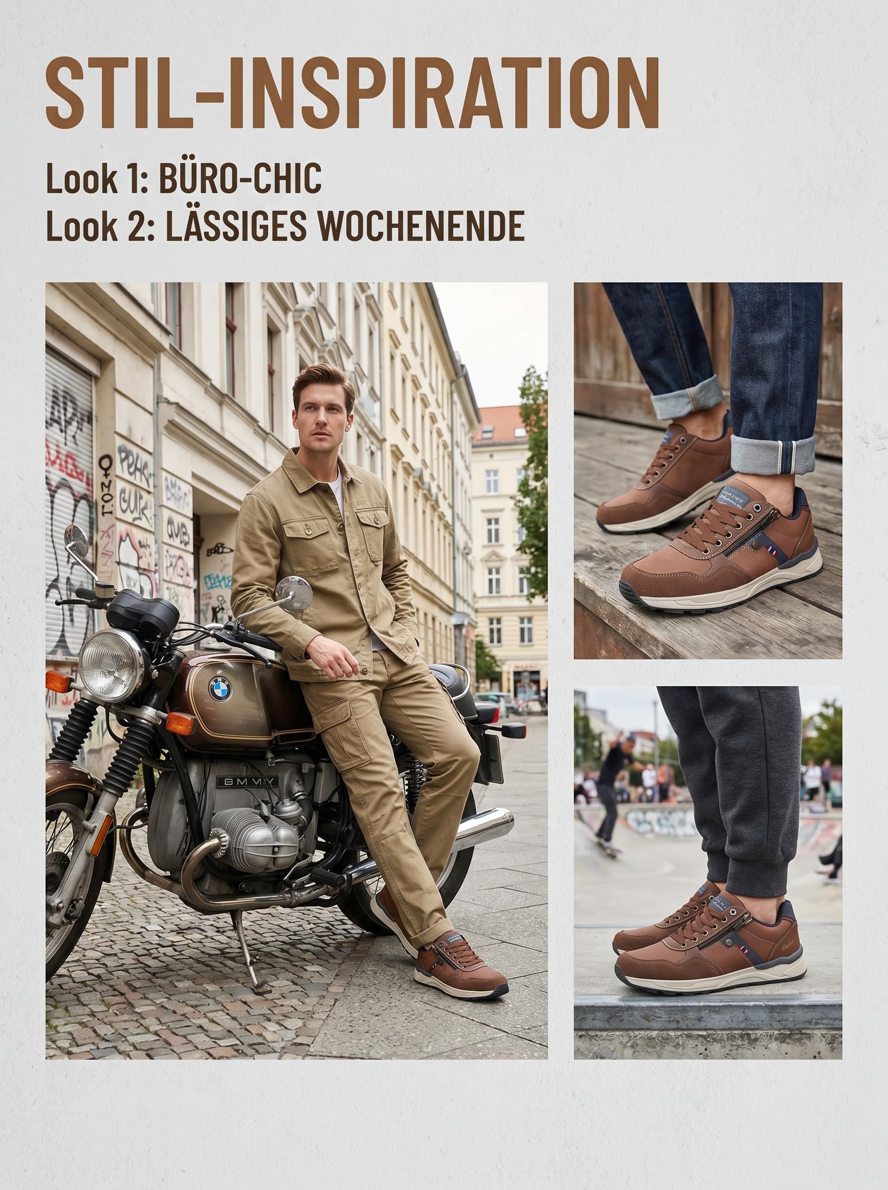ARRIGO BELLO Sneaker Schuhe Herren Reißverschluss Freizeitschuhe rutschfest Halbschuhe Outdoor Leichte Turnschuhe für Männer 41-46