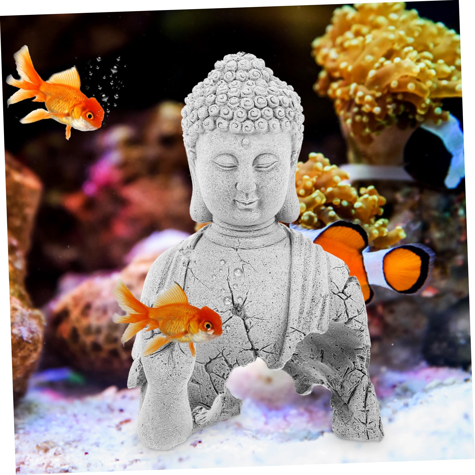 Décoration De Poisson Aquarium Statue Bouddha Élégante pour Décor Aquatique Ornement Culturel Unique pour Réservoirs De Poissons Sculpture Apaisante Et Chic Accessoire De