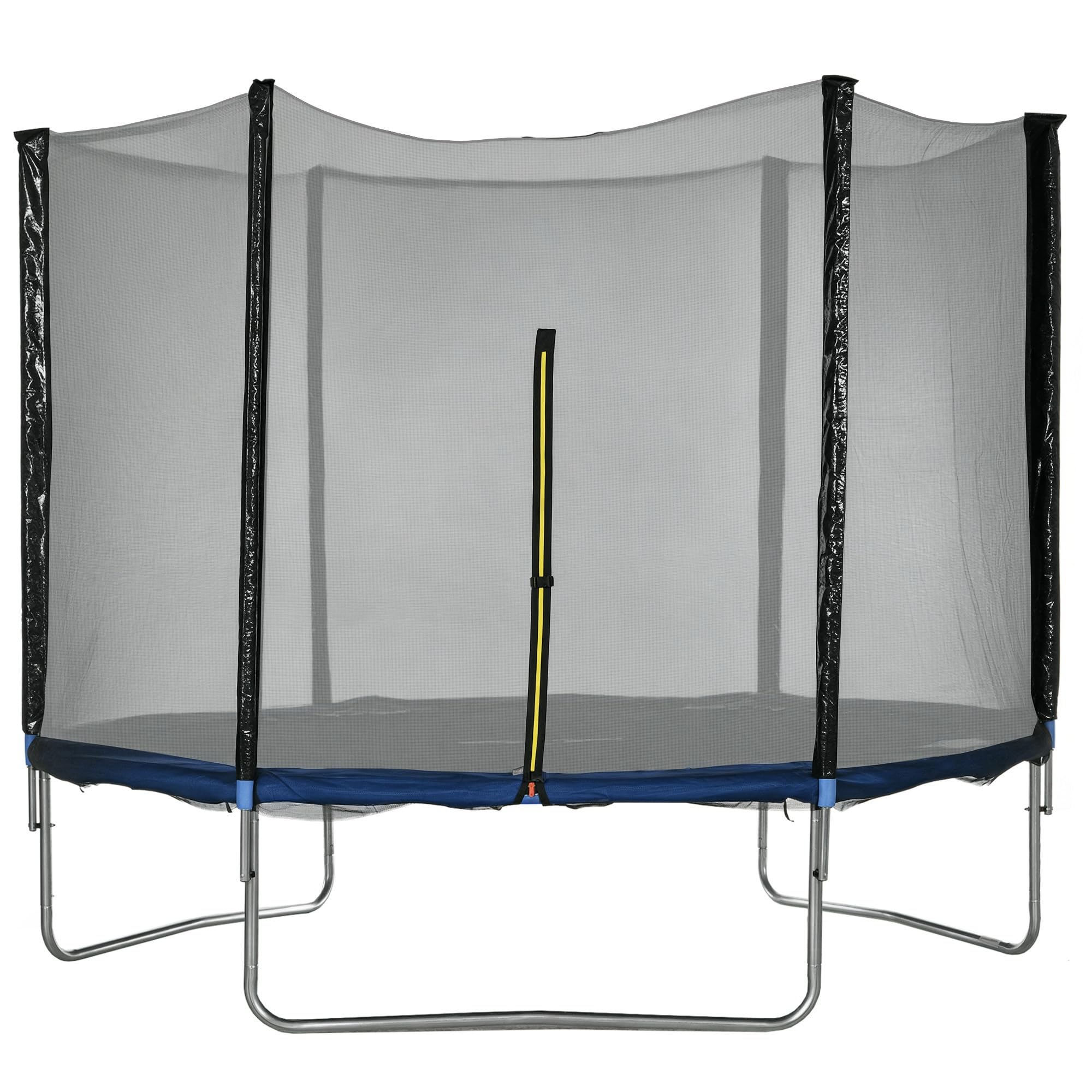 SPORTNOW Cama Elástica de Exterior Ø305x250 cm Trampolín para Niños Adultos con Red de Seguridad Escalera Cubierta de Bordes y Marco de Acero para Jardín Patio Azul