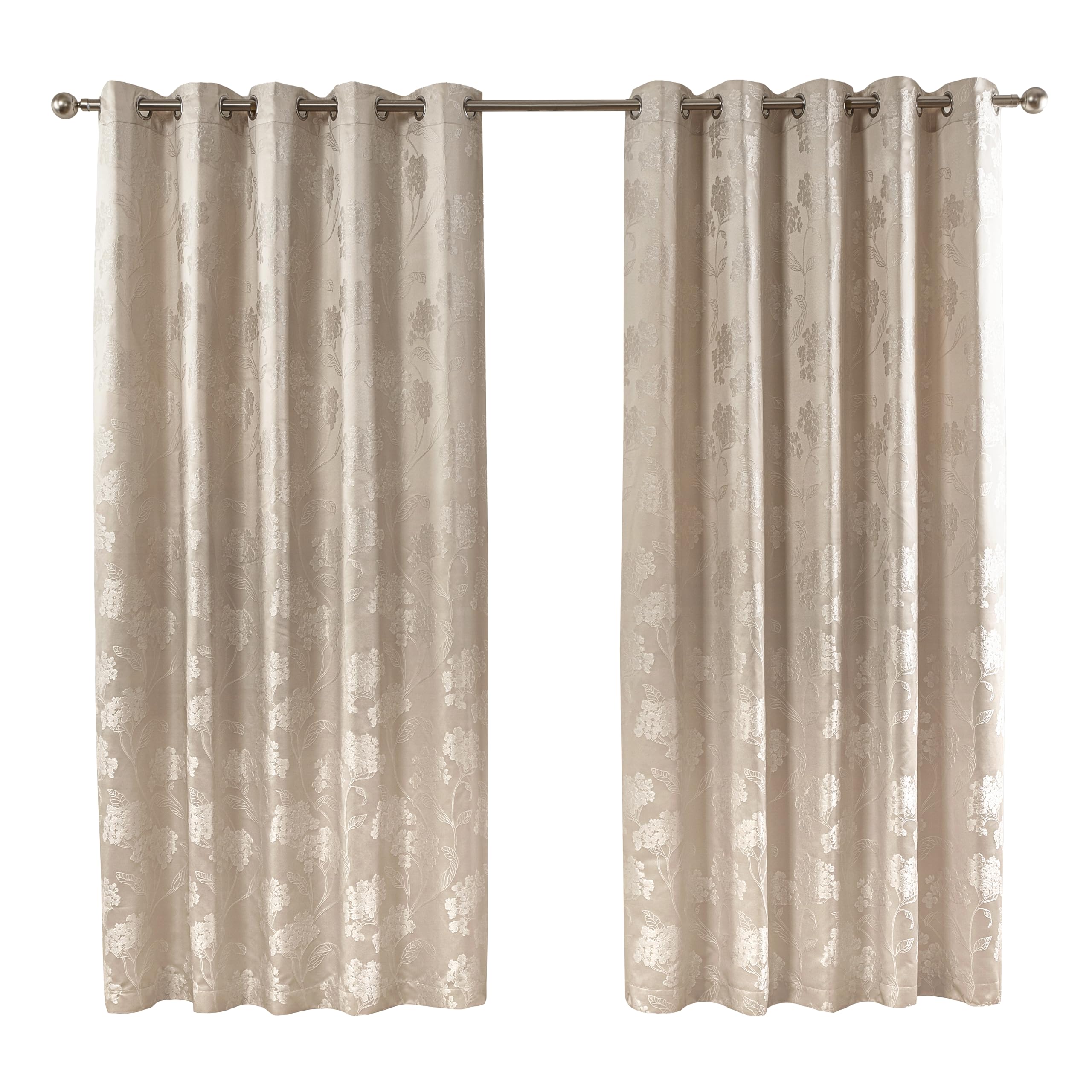 Emma Barclay Cream – Fully Lined Curtains For Bedroom Living Room Jacquard Eyelet Two Panel Floral Curtains Blossom Collection (66” X 54” Inch)(Colour)