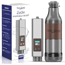 BIDET BUDDY Evolv Portable Bidet for Travel 530ml Bottle, Self-Cleaning Retractable Nozzle, 1100mAh Rechargeable, USB C Charging, IPX7 Waterproof with LED Display, 3 Water Flow Modes