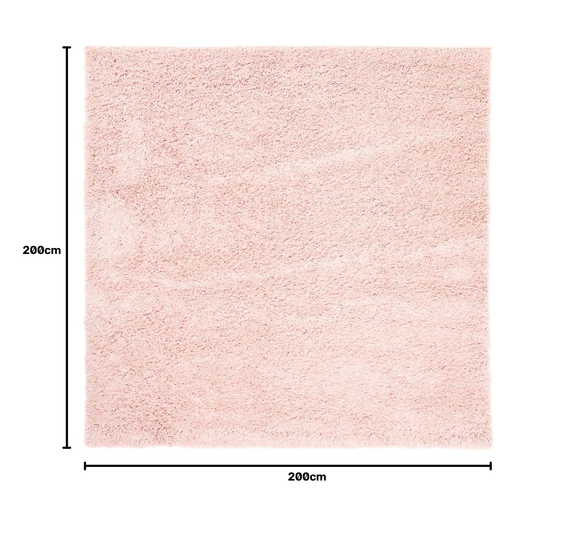 TAPISO Essence Carré Tapis Shaggy Poils Longs Moderne Rose Uni Tapis Salon Chambre Adulte Enfant Descente de Lit Moelleux Super Soft Epais Oeko-TEX 200 x 200 cm