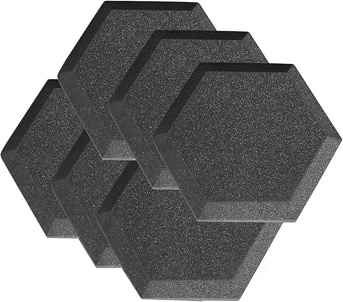 Mybecca 6 Pack Hexagon (Hexagonal) Acoustic Foam Panels 2" X 6" X 6" Foam Wall Tiles