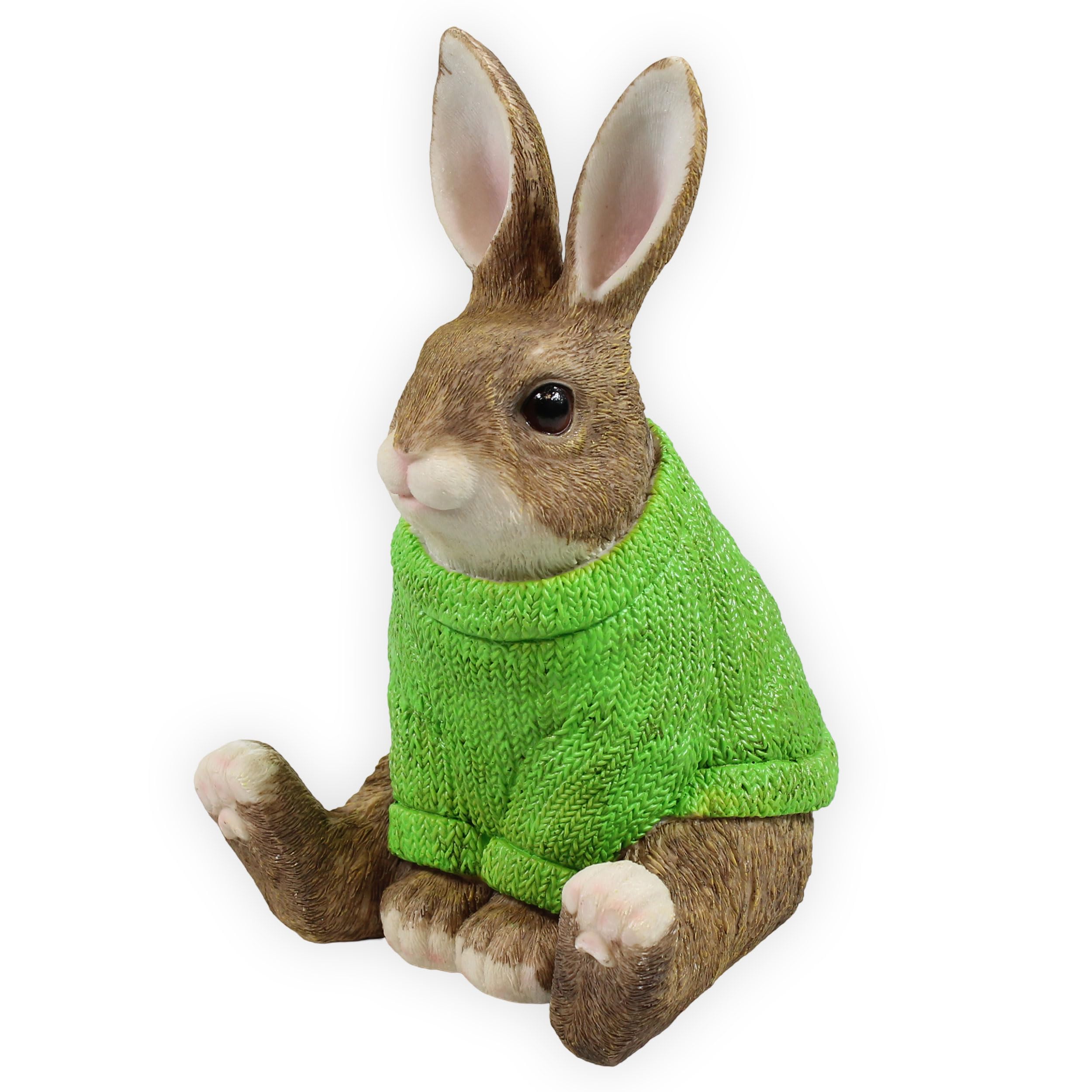 colourliving Hasen Deko Figuren Osterhasen Figuren Groß witzige, entspannte Osterhasen mit Pullover Deko Hasen (Grün-3)