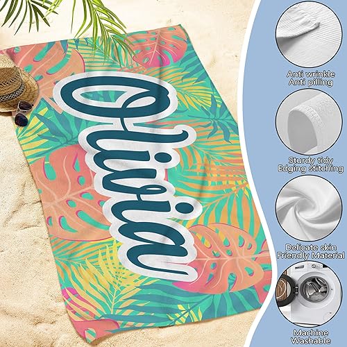 Miniatura 4 de Dipopizt Toalla de playa personalizada para adultos y niños con bolsa, toallas de playa personalizadas absorbentes de secado rápido, toalla de playa