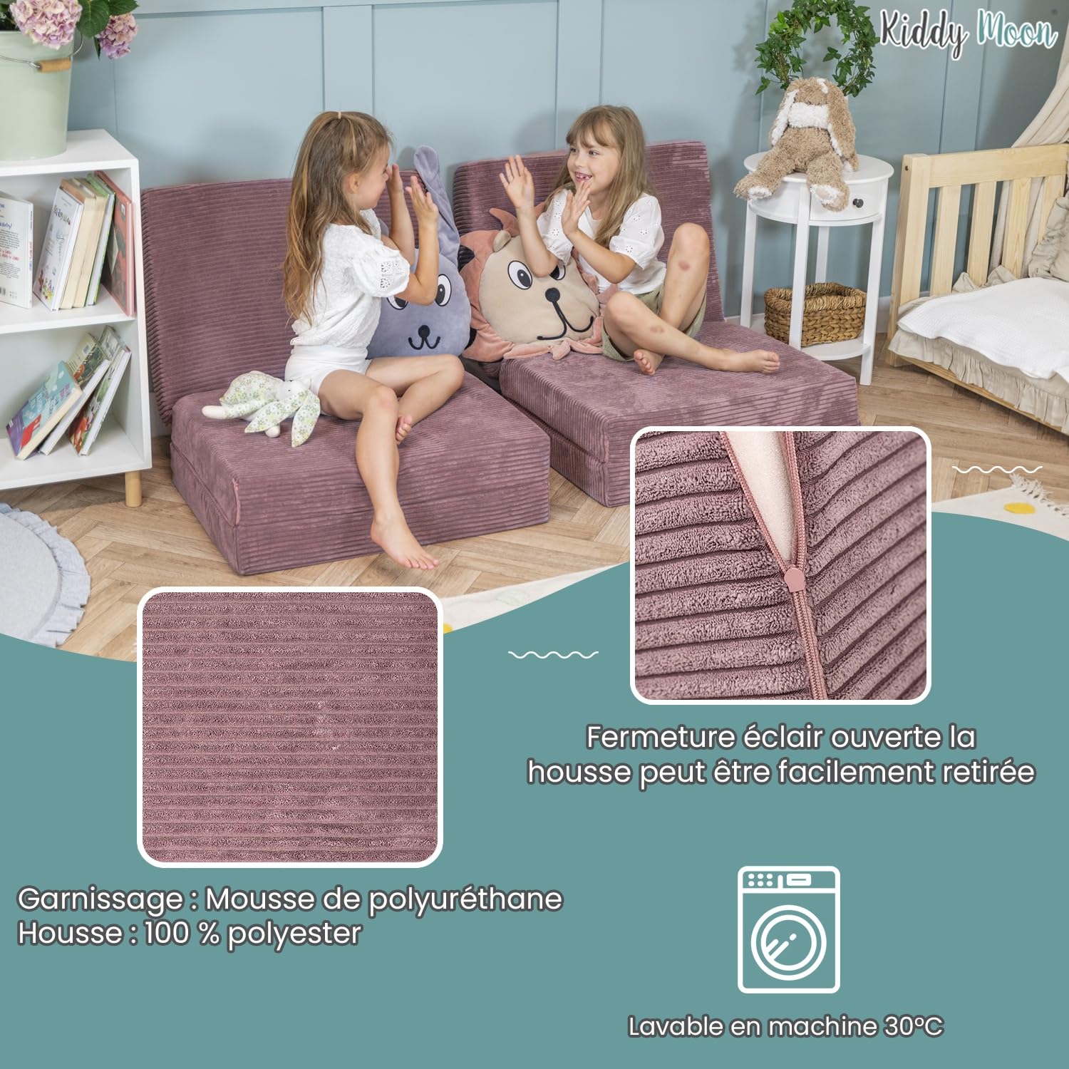 KiddyMoon Matelas Enfant Pliable en Mousse Violet