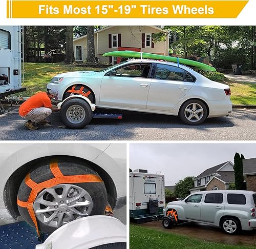 Miniatura 6 de Partsam Correas para cesta de remolque  Paquete de 2 unidades equipadas con ganchos planos, sistema de correas de rueda de automóvil, red de