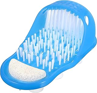 فرشاة تنظيف القدم - فرشاة حمام متعددة الاستخدامات - تتميز بشعيرات تدليك لأسفل قدميك، وتصميم غير قابل للانزلاق لتثبيت آمن على أرضية الحمام