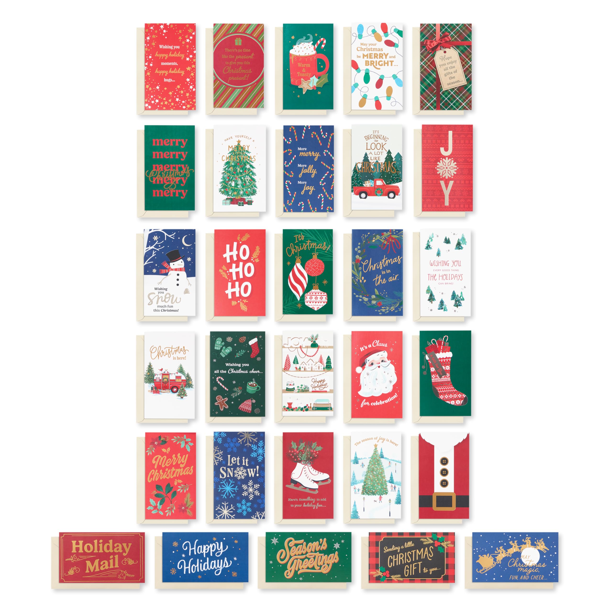 American Greetings Christmas Cards with Envelopes, Money Gift Card Holder, Traditional Christmas Designs (30-Count)