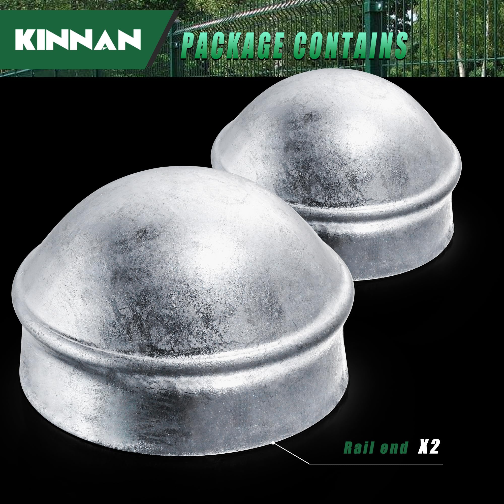 Fence Terminal Caps KINNAN 2-7/8in Galvanized Steel Chain Link Fence Post  Caps - (2-Pack) Round Dome Terminal Caps