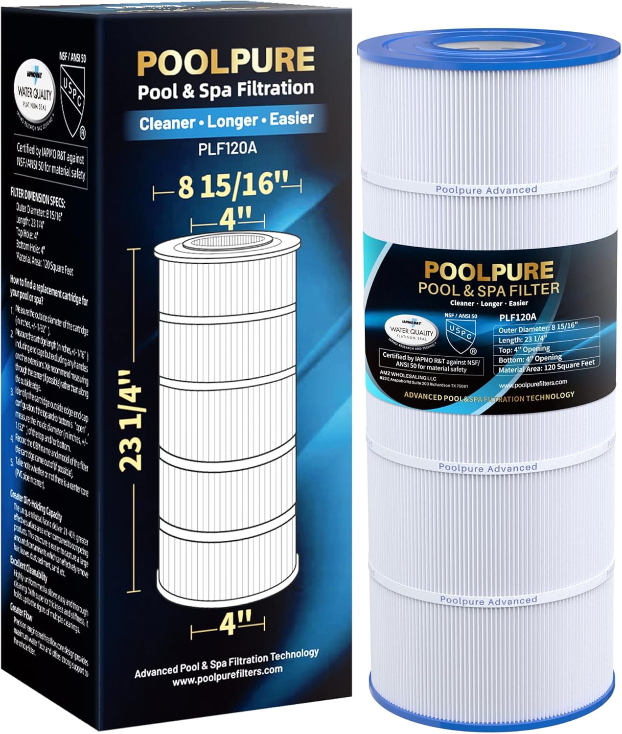 POOLPURE PLF120A Pool Filter Replaces Hayward C1200