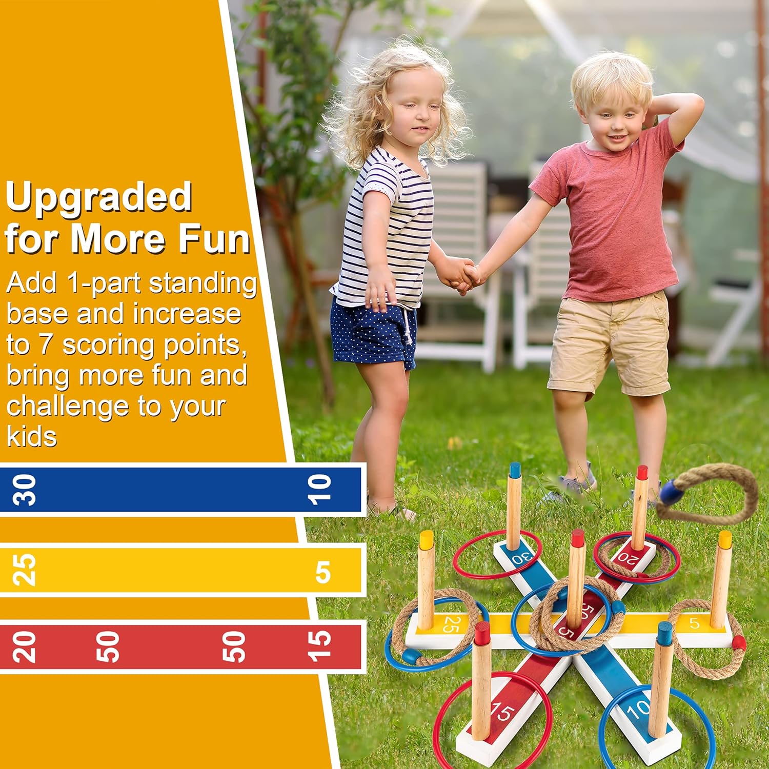 PACEARTH Ring Toss Game, Ring Toss Outdoor Game-7 Pegs and Carry Bag Included, Children Gift, for Kids, Adults, Family and Party : Sports & Outdoors