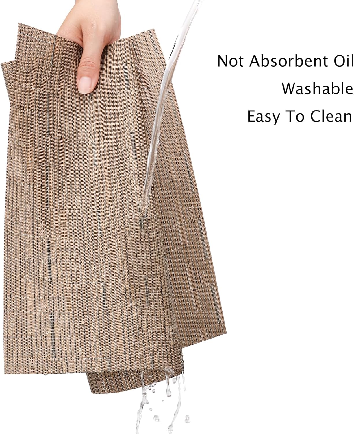 myir jun placemats set of 8, vinyl woven placemats place mats indoor set of 8 washable table mats non-slip place mats for dining table (light brown, set of 8) light brown set of 8