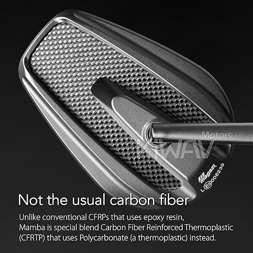 Miniatura 6 de KiWAV Aftermarket - Espejos retrovisores laterales cónicos de fibra de carbono real, negro, convexo, delgado, ajustable, 0.394 in, 5/16 pulgadas,