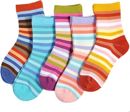 Miniatura 5 de EPEIUS Paquete de 5 calcetines sin costuras con rayas arcoíris para niñas Arco iris