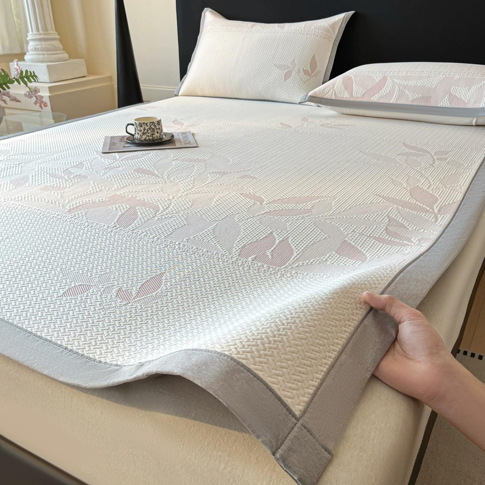 Surmatelas rafraîchissant soie glacée 3D lavable en machine pour lit chaud 150 x 200 cm