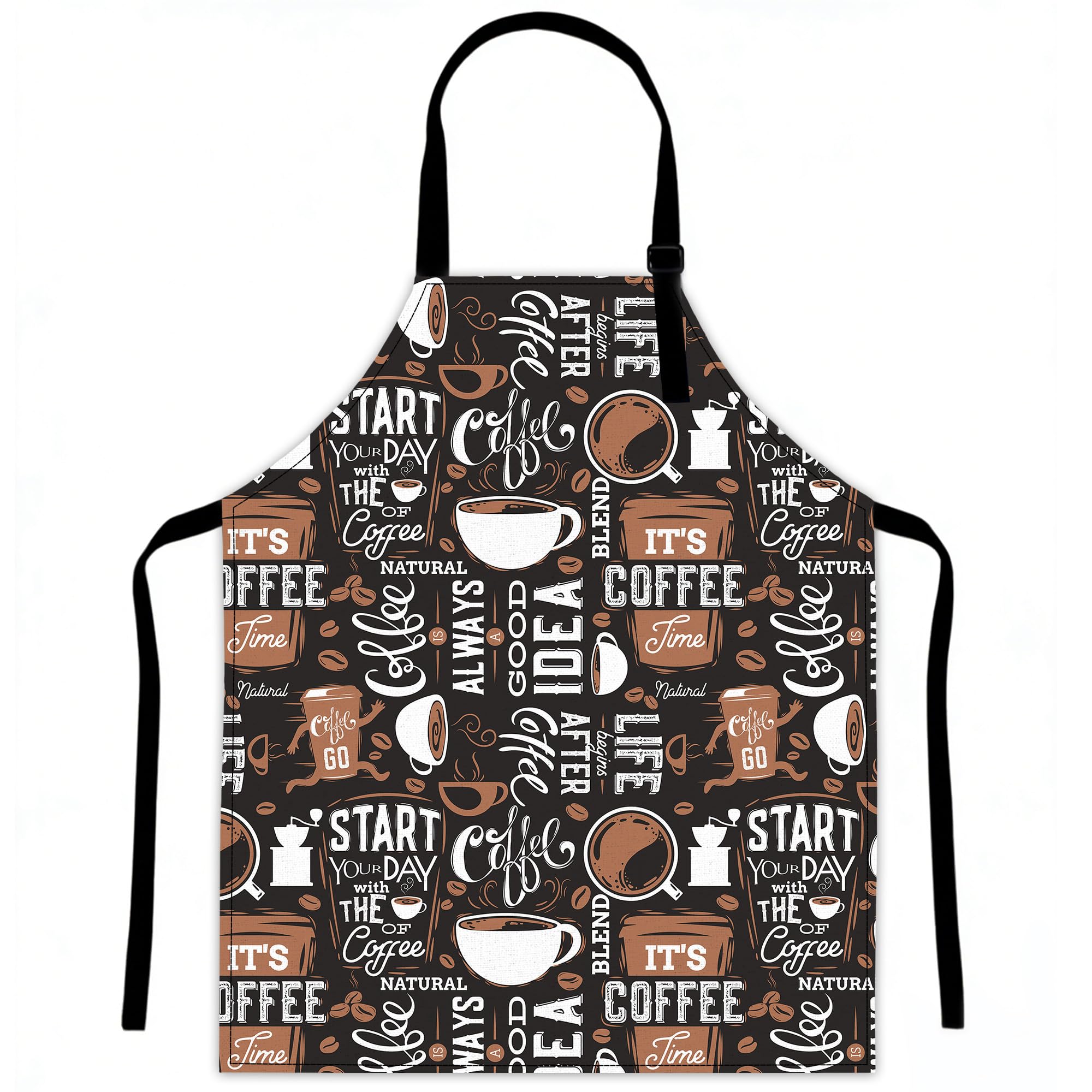 LQEBUY Retro Coffee Aprons for Women Kitchen Cooking Apron Adjustable Bib for BBQ Coffee House Home Restaurant Craft Garden