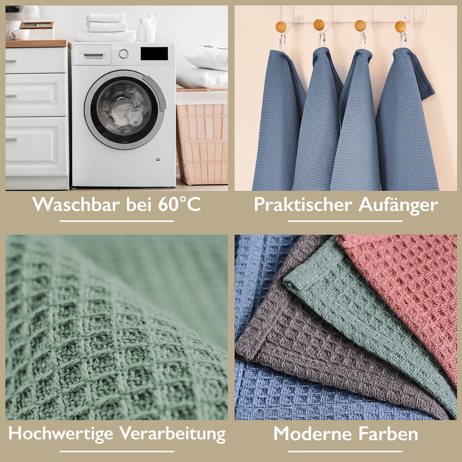 Blumtal® Ścierki kuchenne 30x30 cm zestaw 10 szt. - 100% bawełna - Pranie w 60°C - Ścierki wielokrotnego użytku, kuchenne - Zielone ścierki