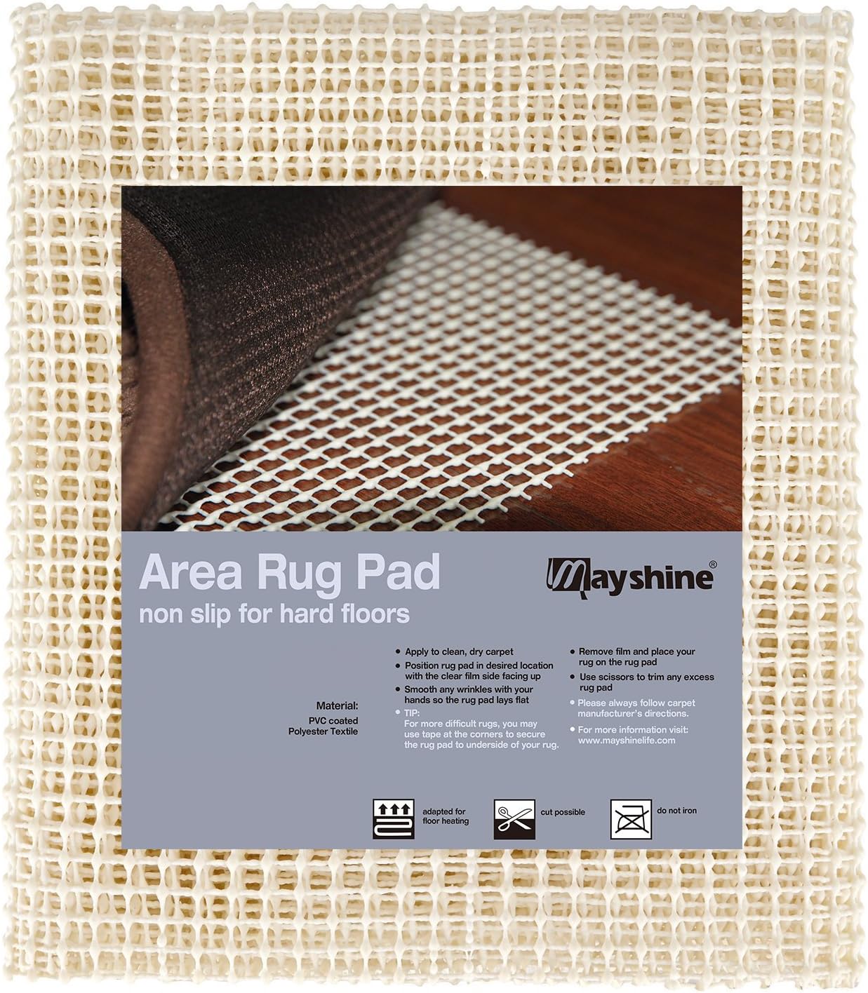 Non Slip Area Rug Gripper 4x6 Feet, Rug Gripper for Hardwood Floors, Laminate, Vinyl, Stone & Tile, Anti Slip Area Rug Pad for Under Rugs