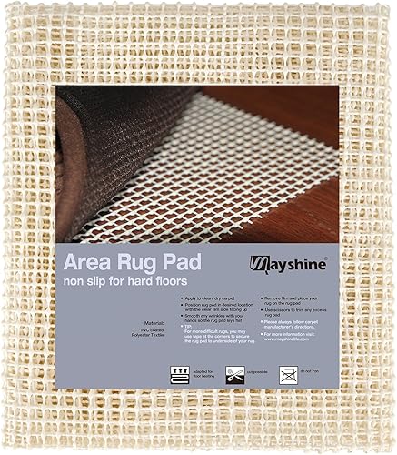 MAYSHINE Almohadilla de agarre para alfombra de área 3 x 5 pies para suelos duros proporciona protección y amortiguación para alfombras de área y