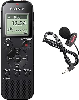 Sony Voice Recorder ICD-PX Series with Built-in Mic and USB, microSD Card Slot Up to 32 GB to Expand Memory, Adjustable Microphone Range, Includes A NeeGo Lavalier Lapel Mic