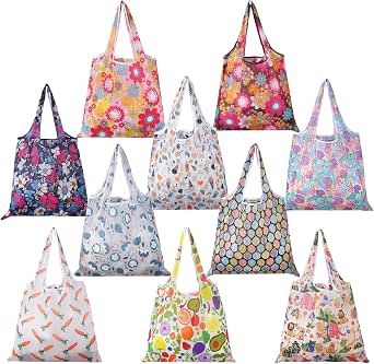 2 PCS Reusable Grocery Bags – Foldable, Waterproof Nylon, Large Capacity, Pink Camo Print - View #11
