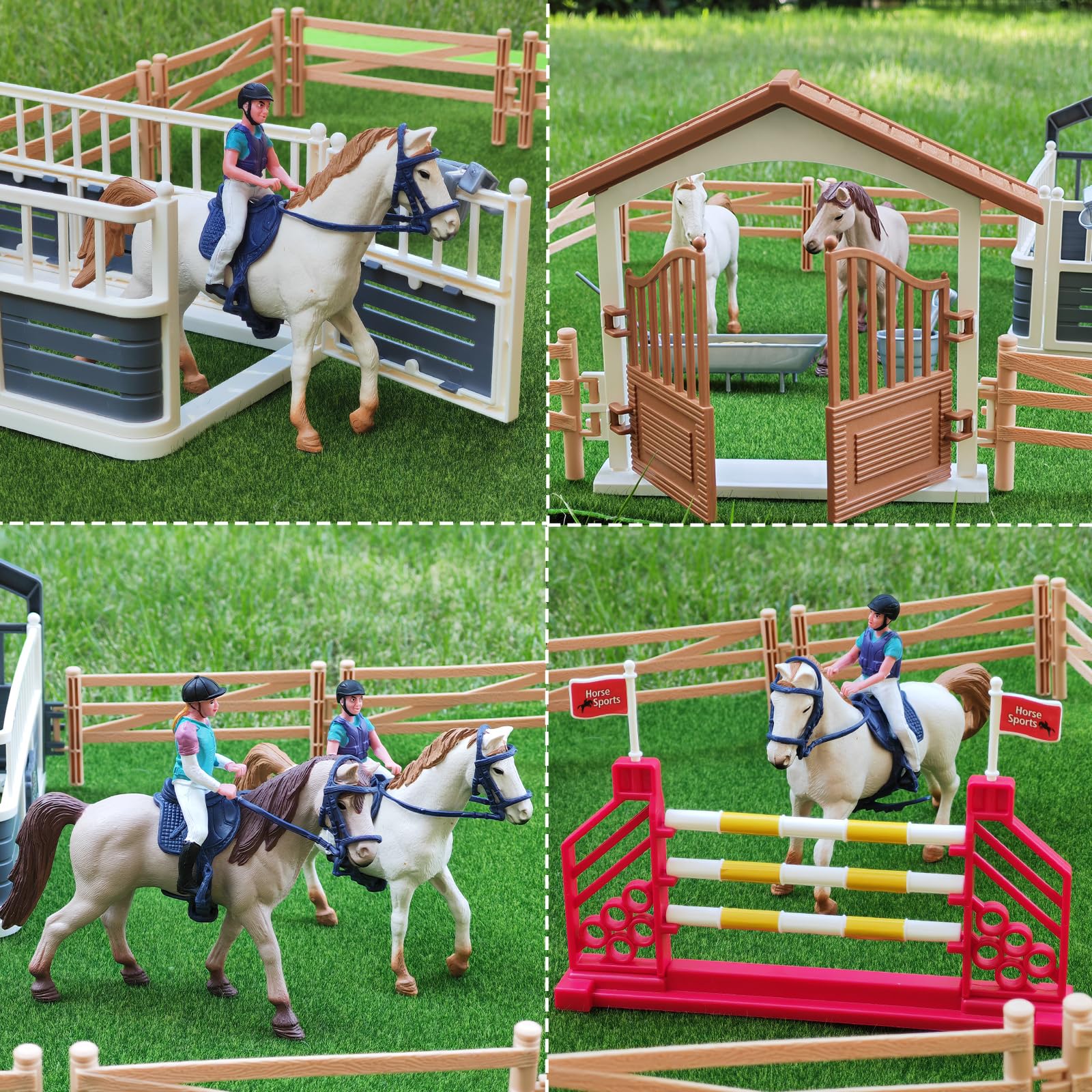 Tacobear Cavallo Giocattolo Horse Cavallo Paddock con Cancello Stabile Ostacoli Recinto Giocattoli per Cavalli Animali Fattoria Collezionisti Regalo Bambina Bambini Ragazzi 3 4 5 6 7 8 9 10 anni