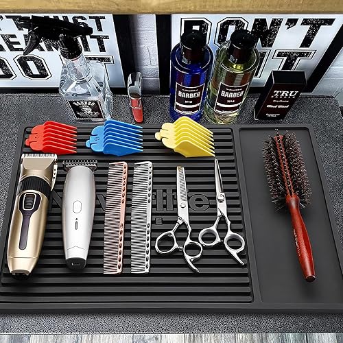 Miniatura 6 de Noverlife Alfombrilla de peluquería de 16 x 12 pulgadas, almohadilla de goma resistente para mesa de peluquería resistente al calor, estación de