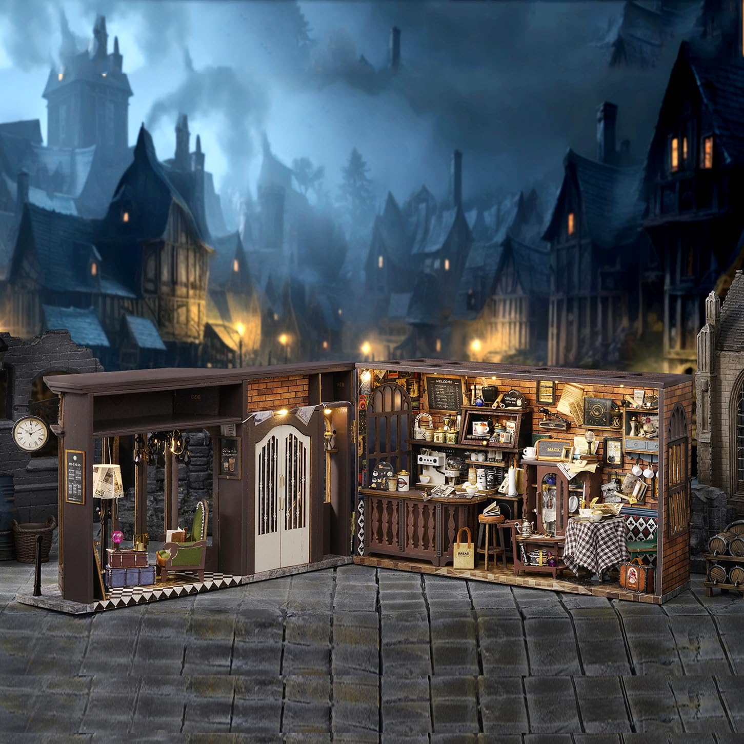 CUTEROOM Miniaturowy domek dla lalek "zrób to sam" z drewna – kreatywny zestaw modelarski dla dorosłych i nastolatków – mini kawiarnia 3D do samodzielnego zbudowania – dekoracyjny prezent
