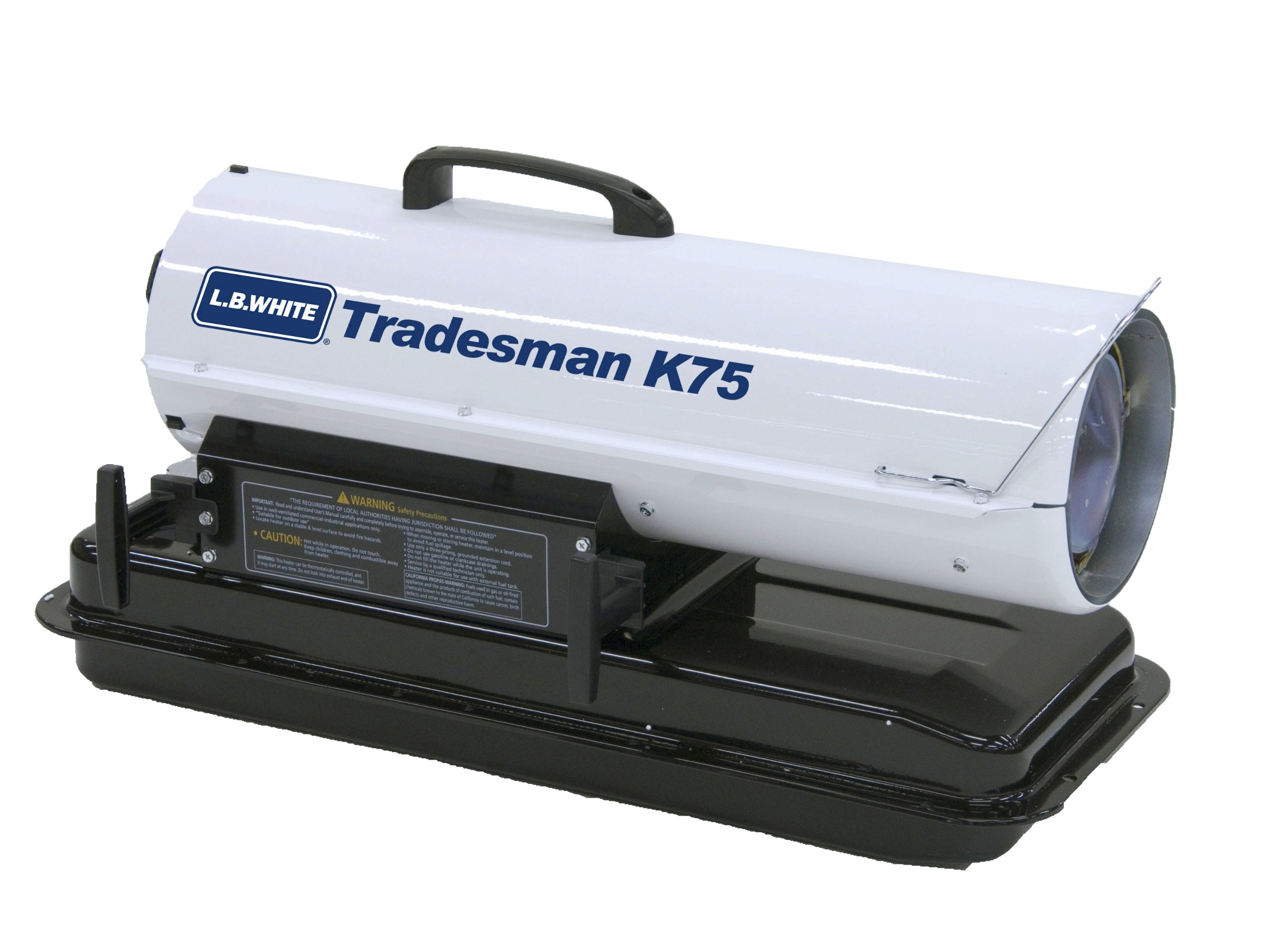 LB White Tradesman K75 Heater 75,000 BTUH, Kerosene, # 1 or # 2 Fuel Oil, Portable Forced Air Torpedo Heater for Construction, Shop & Industrial Use