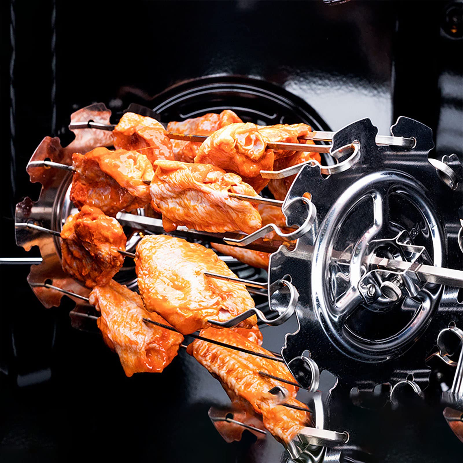 Jwthee Stainless Steel BBQ Roaster Rotisserie Skewers Needle Cage Oven Vegetable Meat Skewer Kebab Maker Grill Metal Roaster Rotisserie Barbecue Tools for Electric Oven