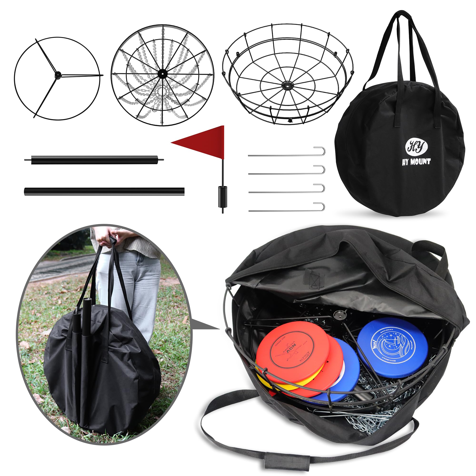 Amazon.com : Disc Golf Basket,Heavy Duty 24 Chain Portable