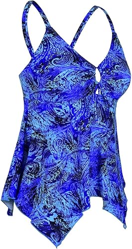 Miniatura 2 de Firpearl - Traje de baño tipo tankini, holgado, para mujer, con espalda cruzada, talla extra-grande.