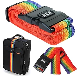 أحزمة حقائب السفر مع مشبك قفل بكلمة مرور، أحزمة أمان متعددة الألوان مع قفل وإبزيم مناسبة لأمتعة مقاس 20-32 بوصة، أحزمة أمان السفر يمكن التعرف عليها بسهولة (2 حزام)
