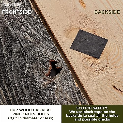 Miniatura 8 de Sunbaked - Cabecera de fondo de madera de granero reciclada, color gris, 47 x 4 x 0.3 pulgadas, juego de 12 tablas de madera real desgastadas