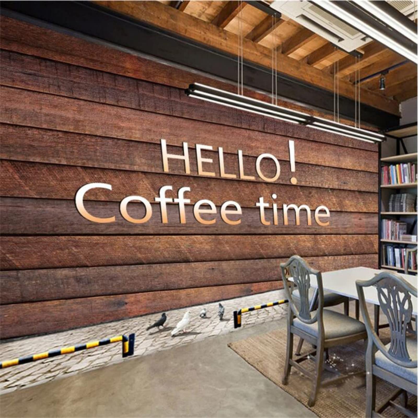 Sfondi Fotografici 3D Per Pareti In Legno Marrone Scuro Retrò Di Dimensioni Personalizzate Per Caffè, Bar Per Il Tempo Libero, Bar, Decorazioni Industriali, Carta Da Parati 3D 250Cm(W)×175Cm(H)