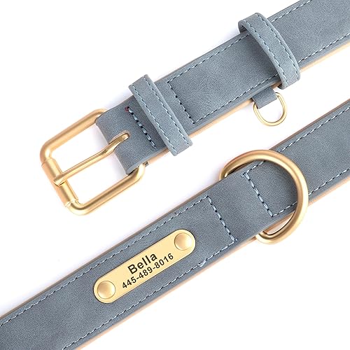 Miniatura 2 de PET ARTIST Collar de perro de cuero personalizado con placa de nombre, collares de perro personalizados acolchados suaves para perros pequeños,
