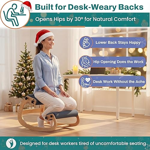 Miniatura 12 de NYPOT Silla ergonómica de rodillas con asientos ajustables, silla de rodilla para corrección de postura y taburete mecedora para escritorio - Alivio