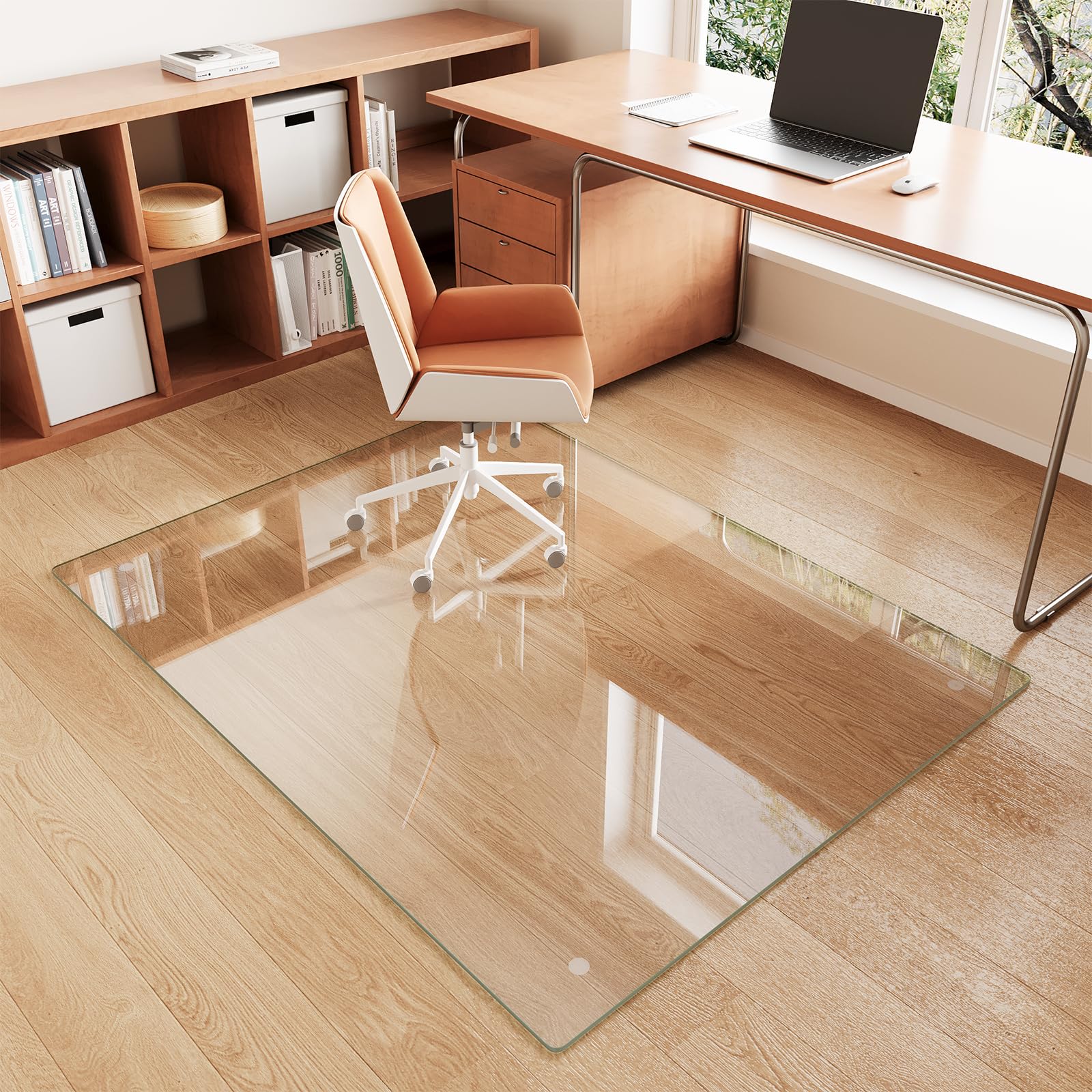 Glass Chair Mat 46 x 60 Heavy Duty Tempered Glass Office Chair Mat Glass Floor Mat with Round