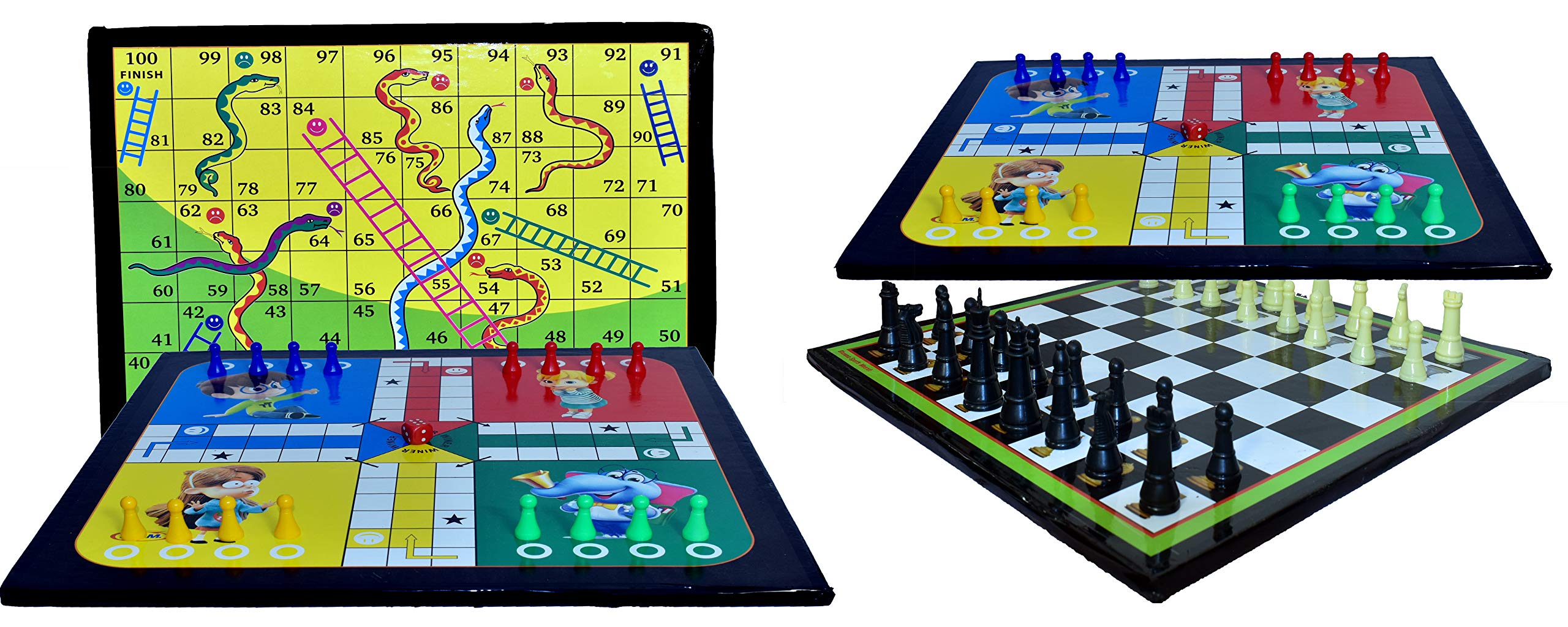 Goldiluxe Wooden Board 16x16 inch Ludo, Snakes & Ladders & Chess Multicolor, (2 in 1 Games) Large Buy Ludo GET Chess Board for Free (B08GJKT8Z7) Amazon Price History, Amazon Price Tracker