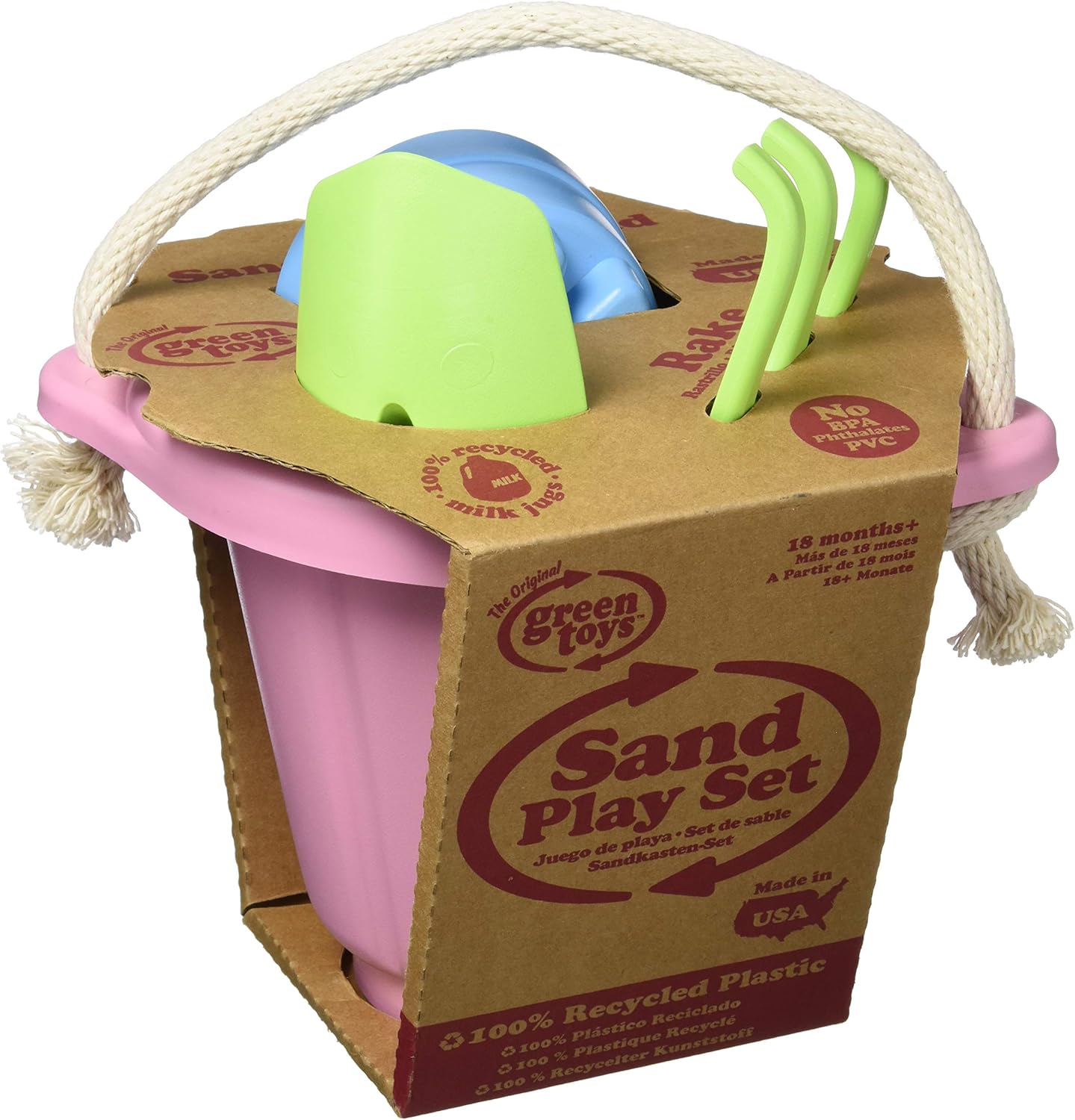 Green Toys Sand Play Set, Pink CB - 4 Piece Pretend Play, Motor Skills, Kids Outdoor Toys. No BPA, phthalates, PVC. Dishwasher Safe, Recycled Plastic, Made in USA. : Toys & Games