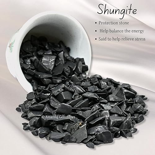 Miniatura 3 de Amazing Gemstone Shungite - Rocas de grava para acuario - Chips de shungite a granel, pequeñas virutas de piedra rodada y pequeños cristales para
